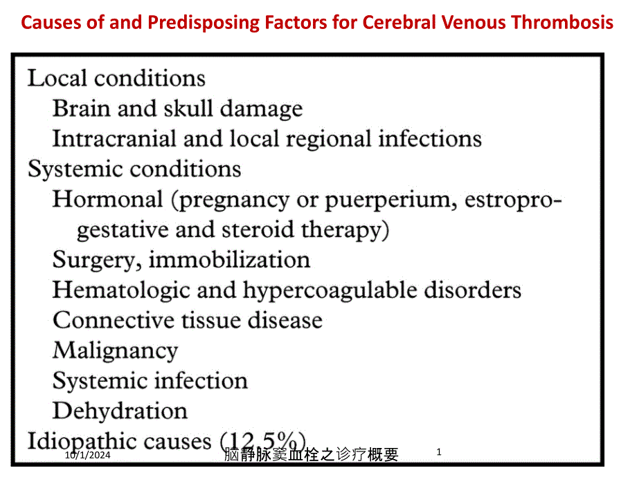 脑静脉窦血栓之诊疗概要培训课件_第1页