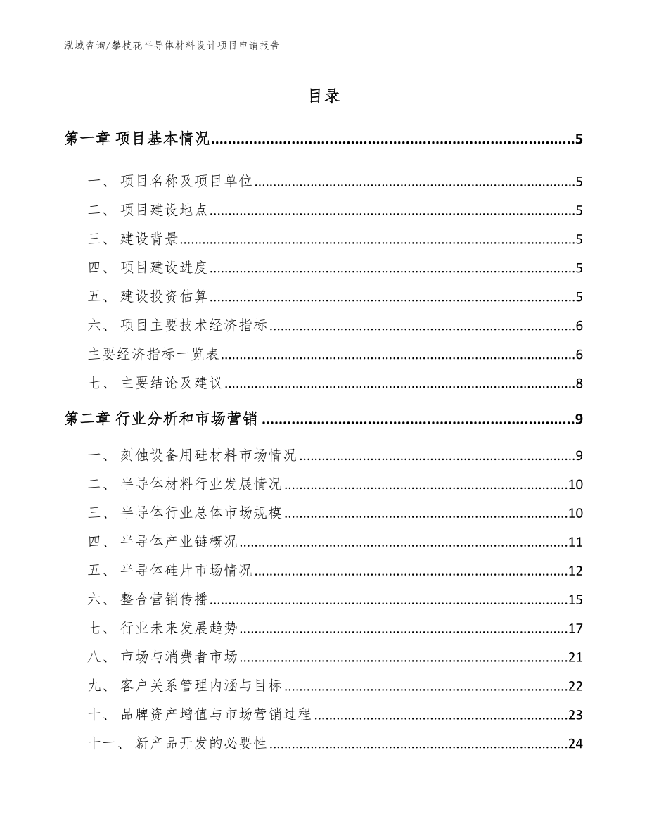 攀枝花半导体材料设计项目申请报告（模板范文）_第1页