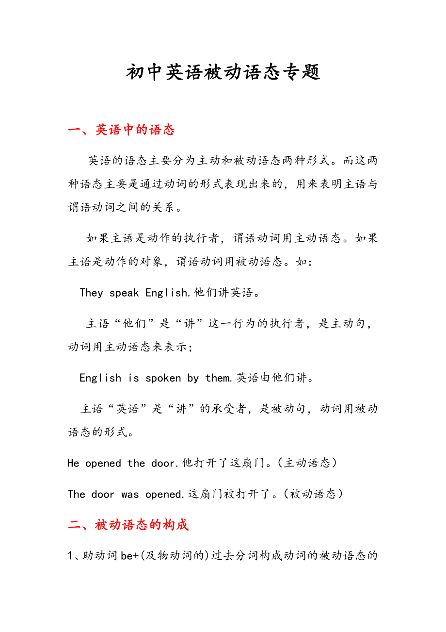 初中英语被动语态专题_第1页