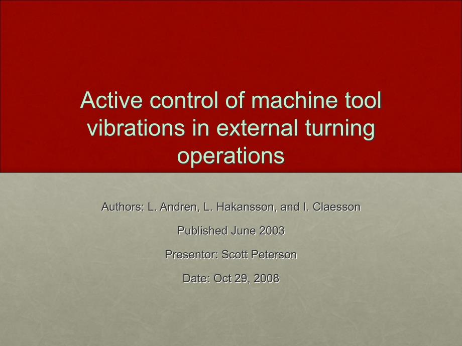 Active control of machine tool vibrations in external_第1页