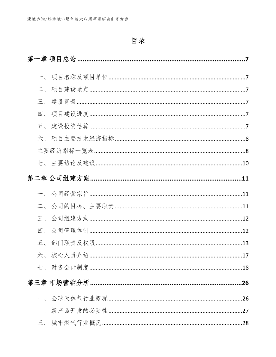 蚌埠城市燃气技术应用项目招商引资方案_模板_第1页