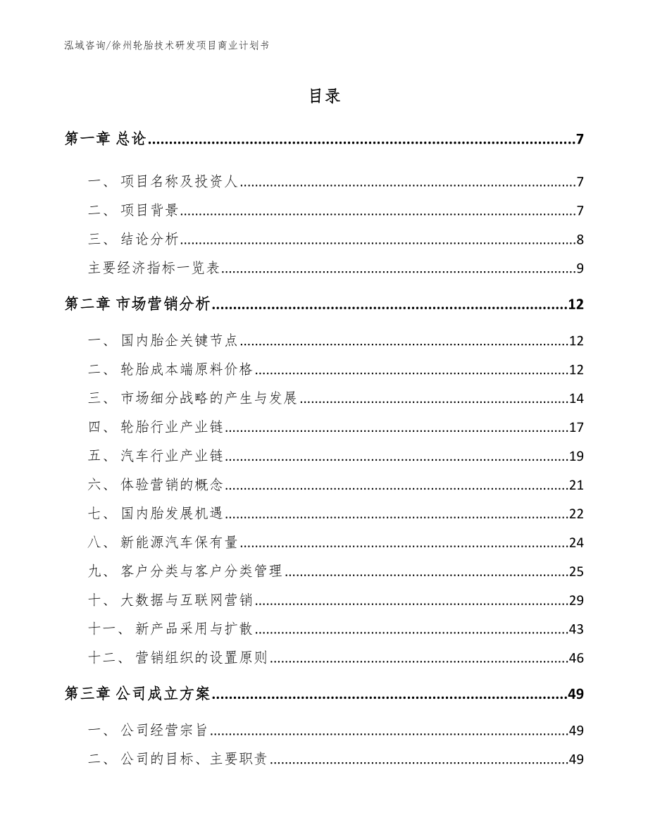 徐州轮胎技术研发项目商业计划书_第1页