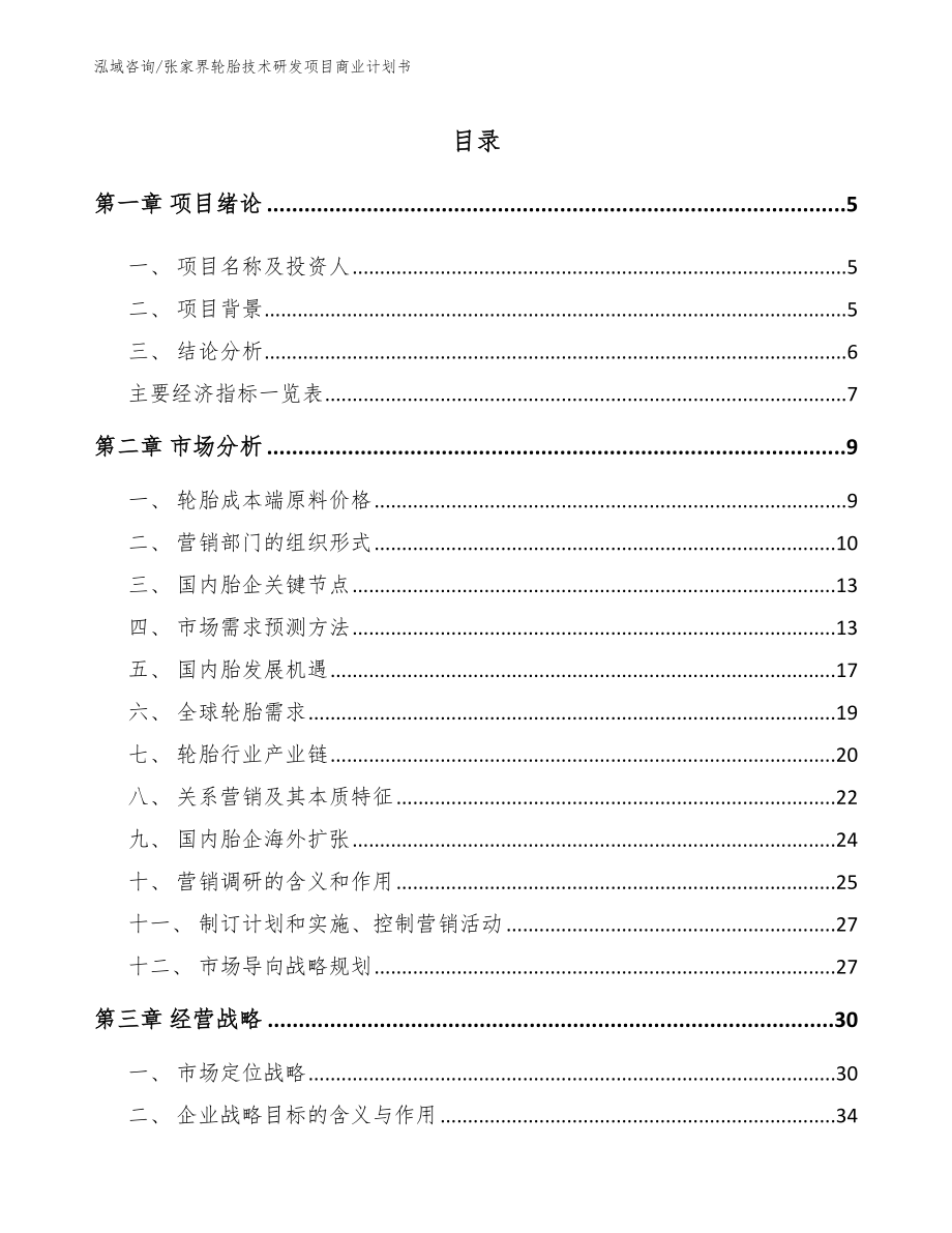 张家界轮胎技术研发项目商业计划书【模板范本】_第1页