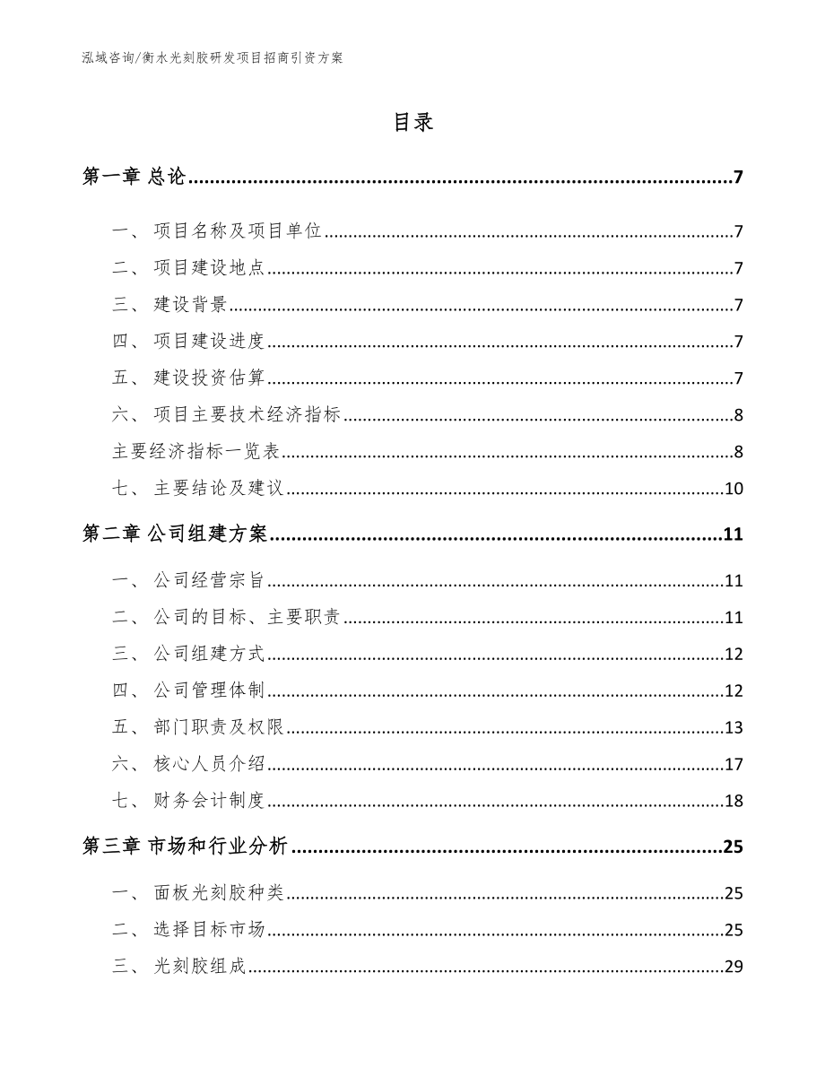 衡水光刻胶研发项目招商引资方案参考模板_第1页