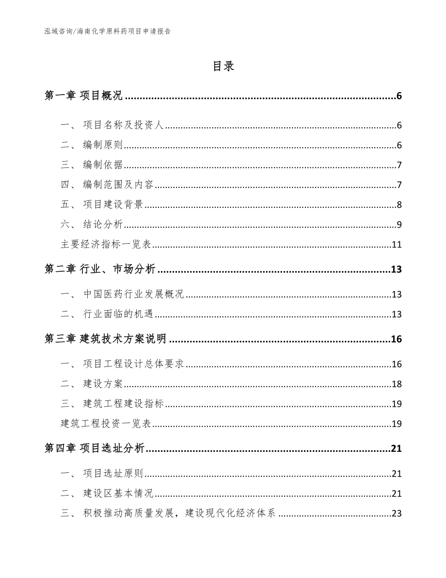 海南化学原料药项目申请报告_第1页