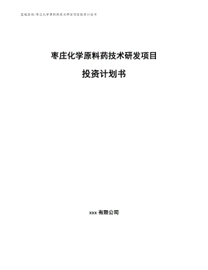 枣庄化学原料药技术研发项目投资计划书（参考范文）