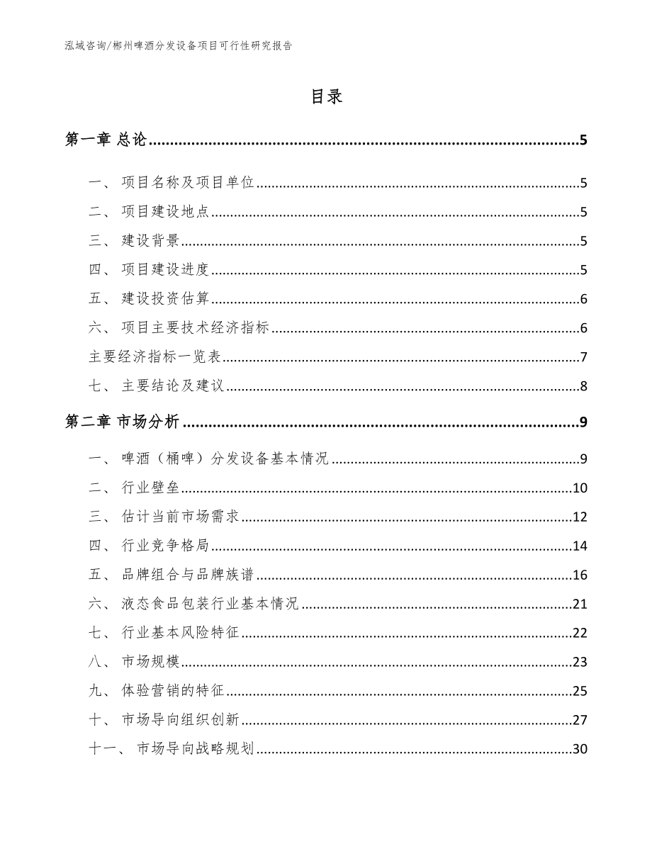 郴州啤酒分发设备项目可行性研究报告_第1页