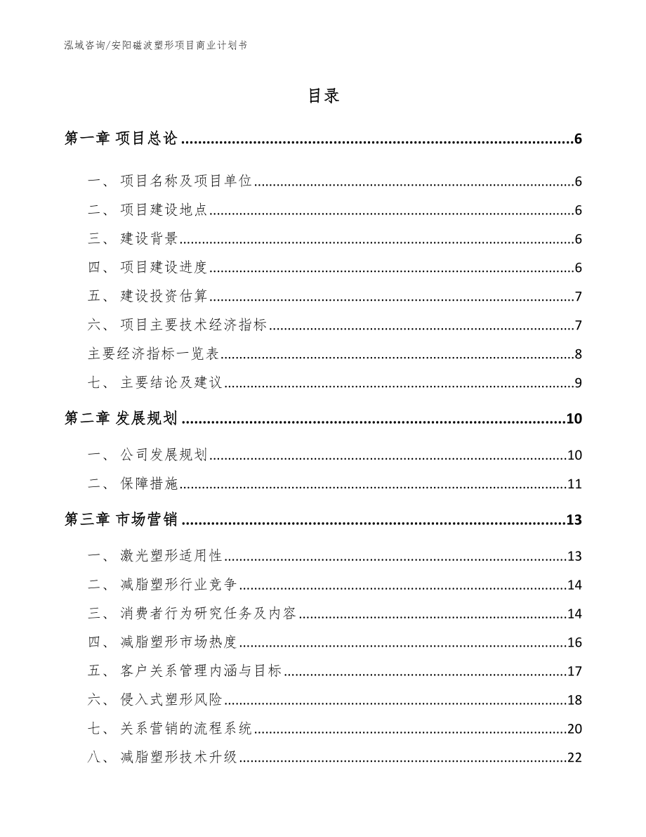 安阳磁波塑形项目商业计划书_第1页