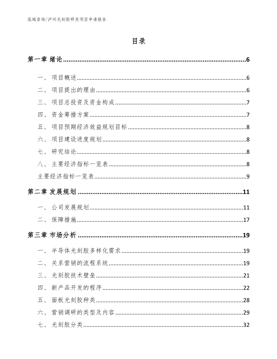 泸州光刻胶研发项目申请报告_范文_第1页