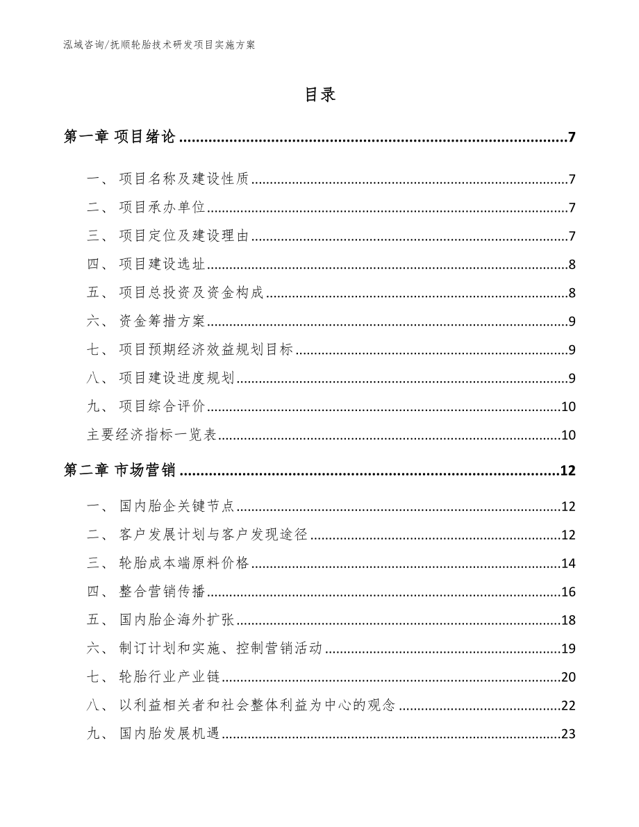 抚顺轮胎技术研发项目实施方案【模板范本】_第1页