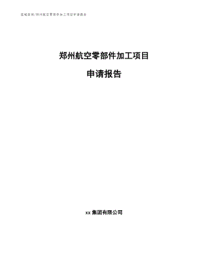 郑州航空零部件加工项目申请报告