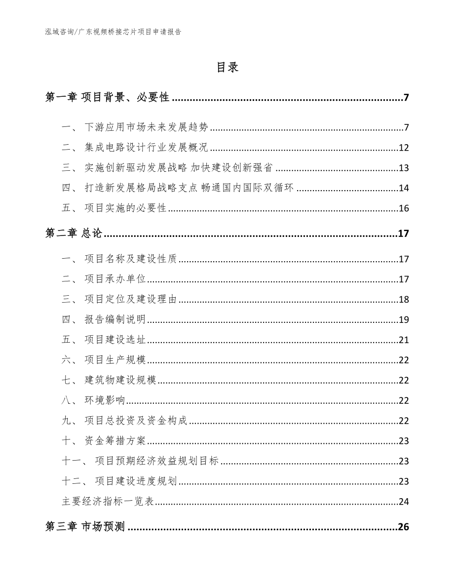 广东视频桥接芯片项目申请报告（模板）_第1页