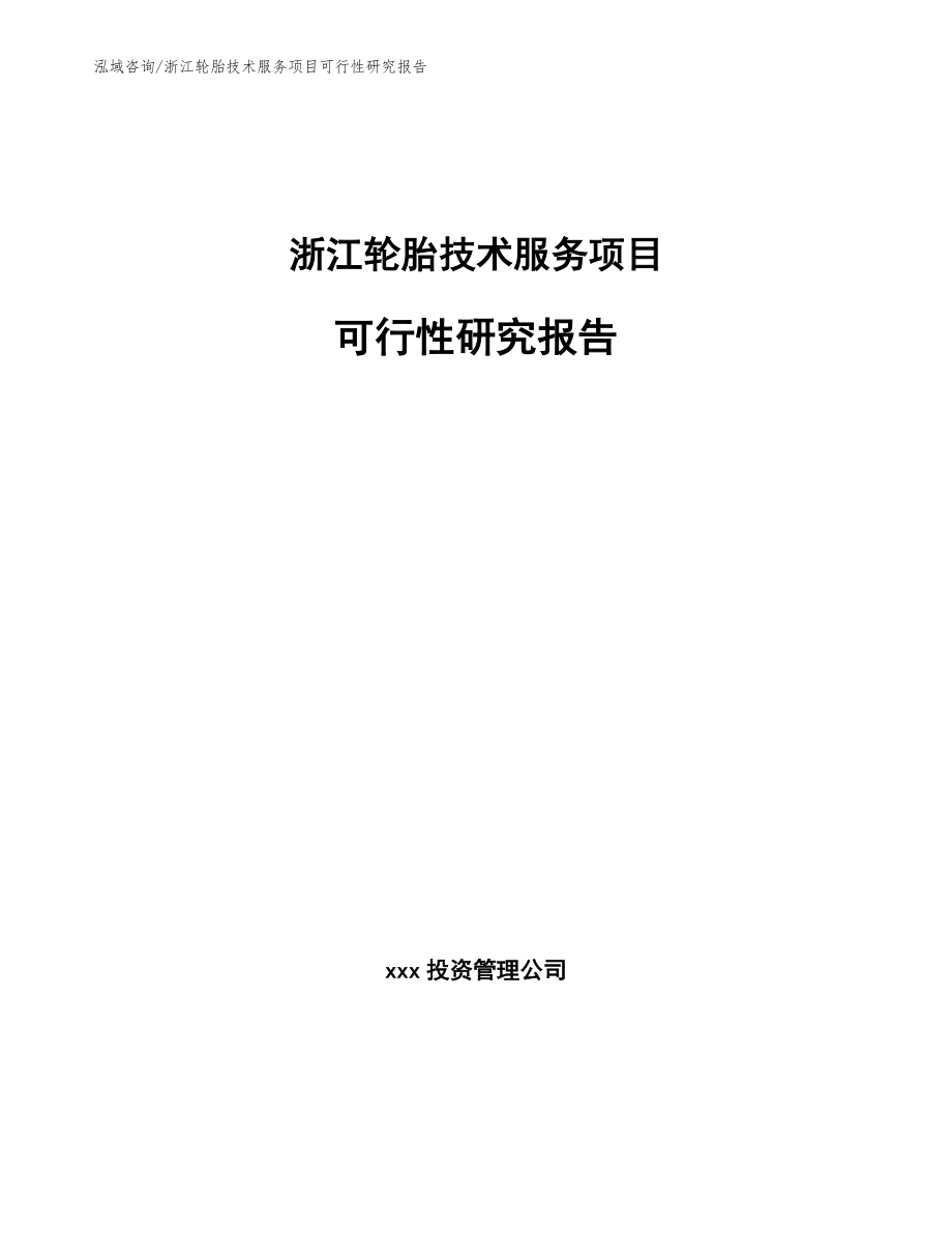浙江轮胎技术服务项目可行性研究报告【范文参考】_第1页