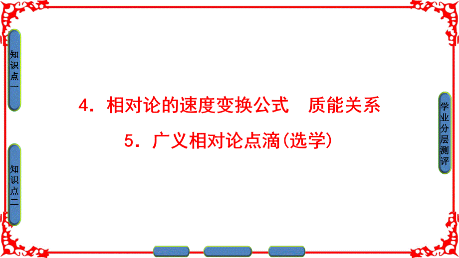 第6章-4-相对论的速度变换公式-质能关系+5-广义相对论点滴(选学)课件_第1页