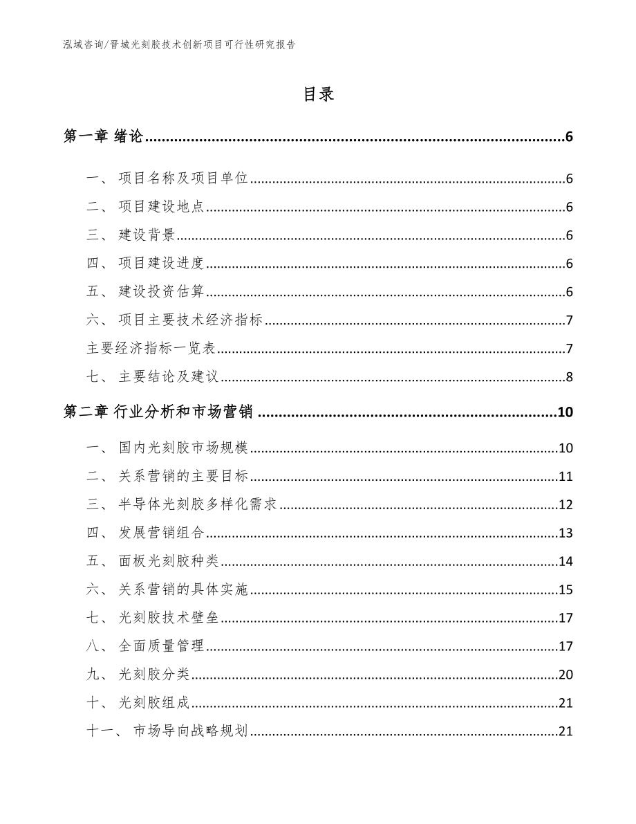 晋城光刻胶技术创新项目可行性研究报告_模板_第1页