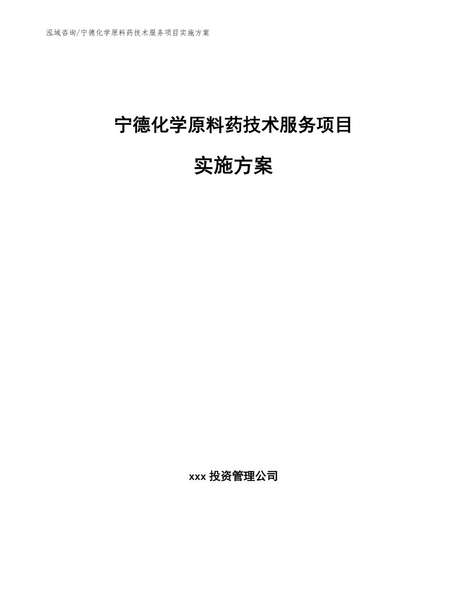 宁德化学原料药技术服务项目实施方案（模板范文）_第1页