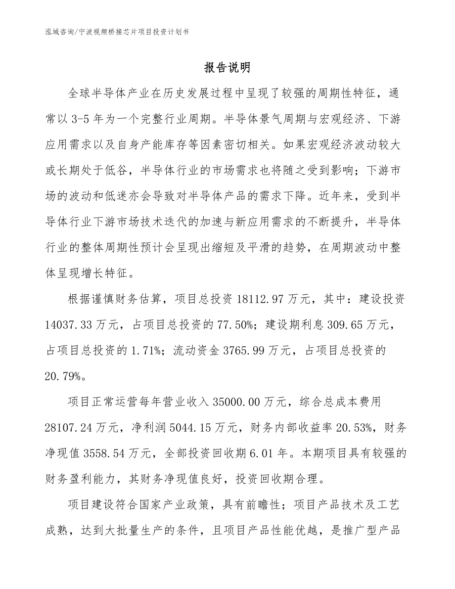 宁波视频桥接芯片项目投资计划书_第1页