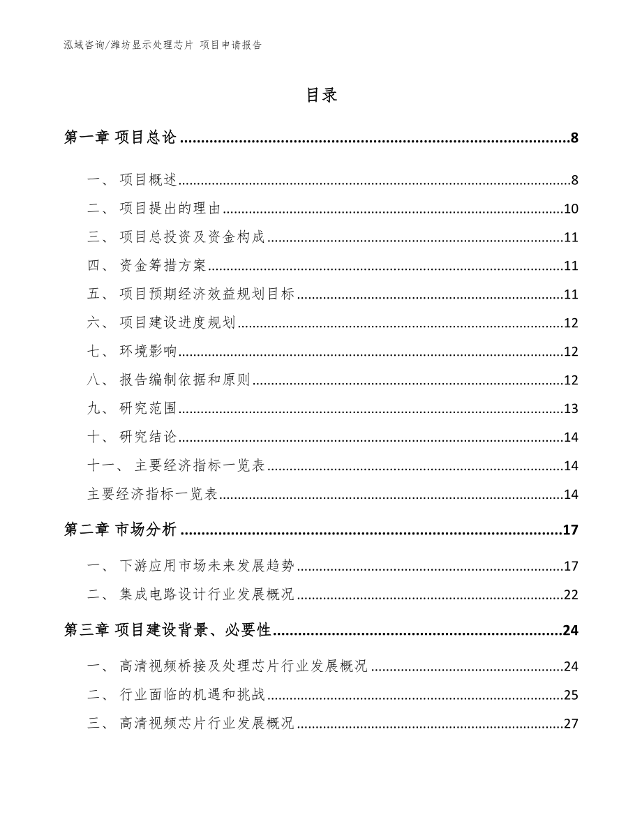 潍坊显示处理芯片 项目申请报告_第1页
