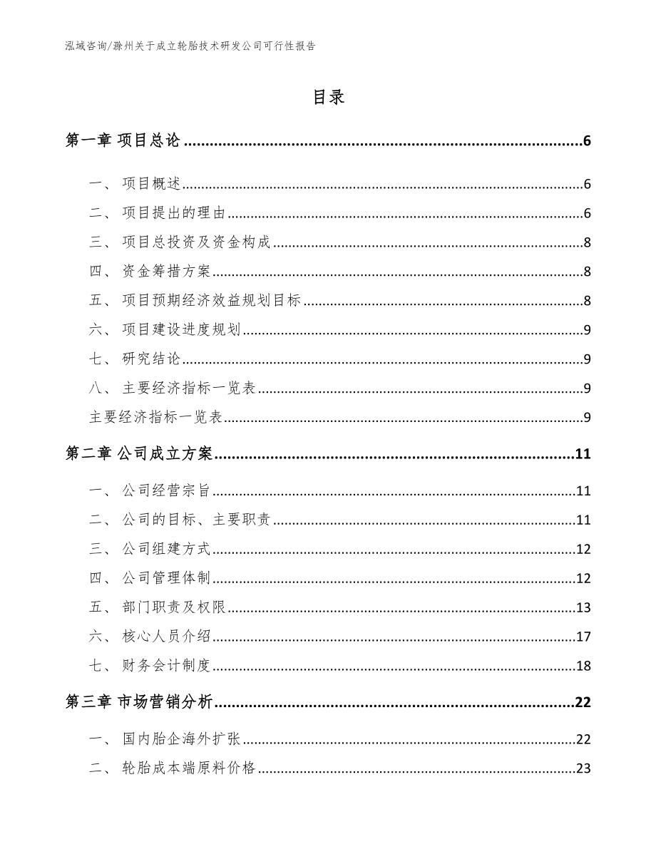 滁州关于成立轮胎技术研发公司可行性报告_参考范文_第1页