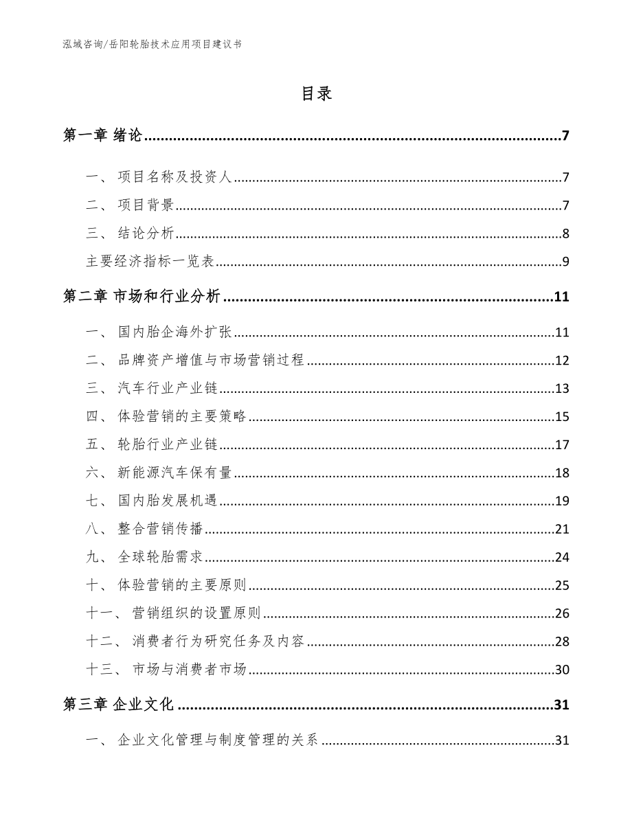 岳阳轮胎技术应用项目建议书（模板范本）_第1页