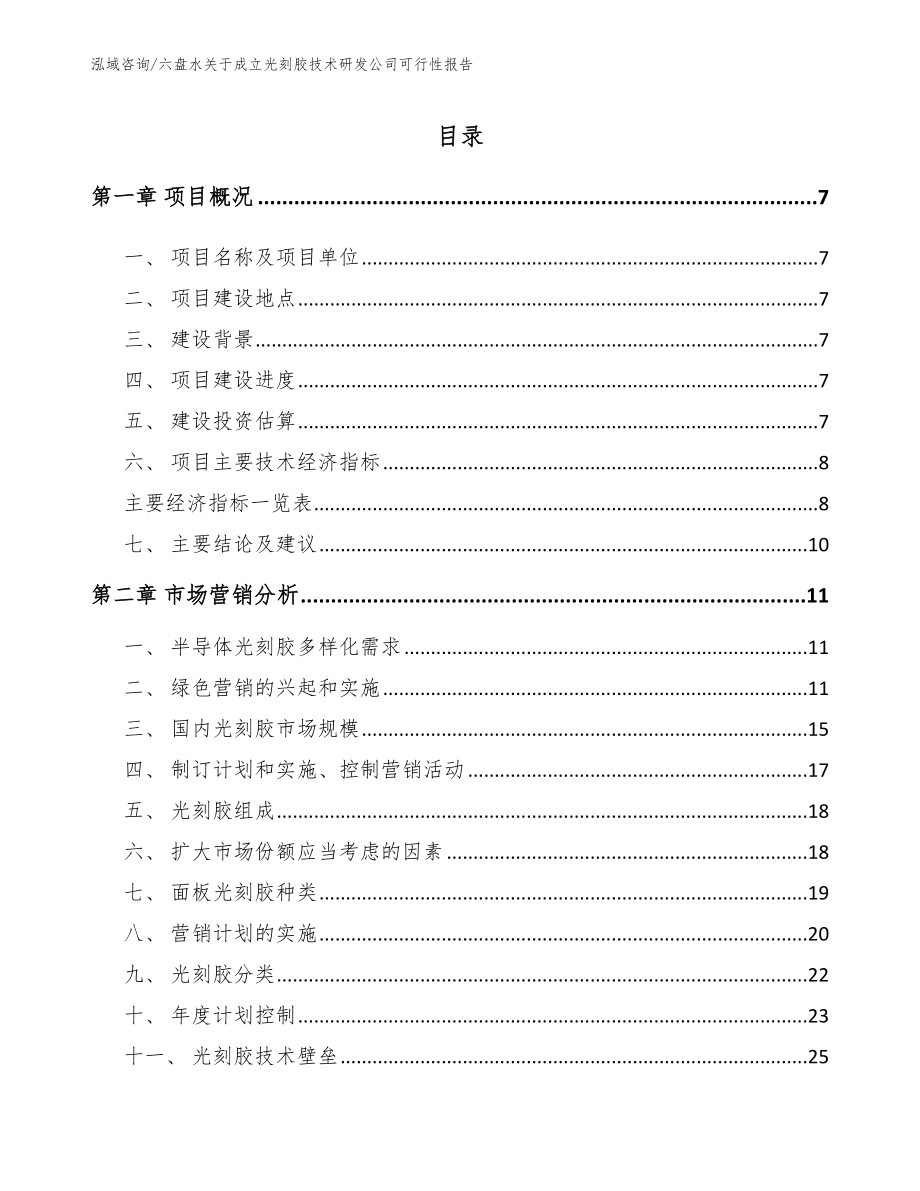 六盘水关于成立光刻胶技术研发公司可行性报告范文_第1页