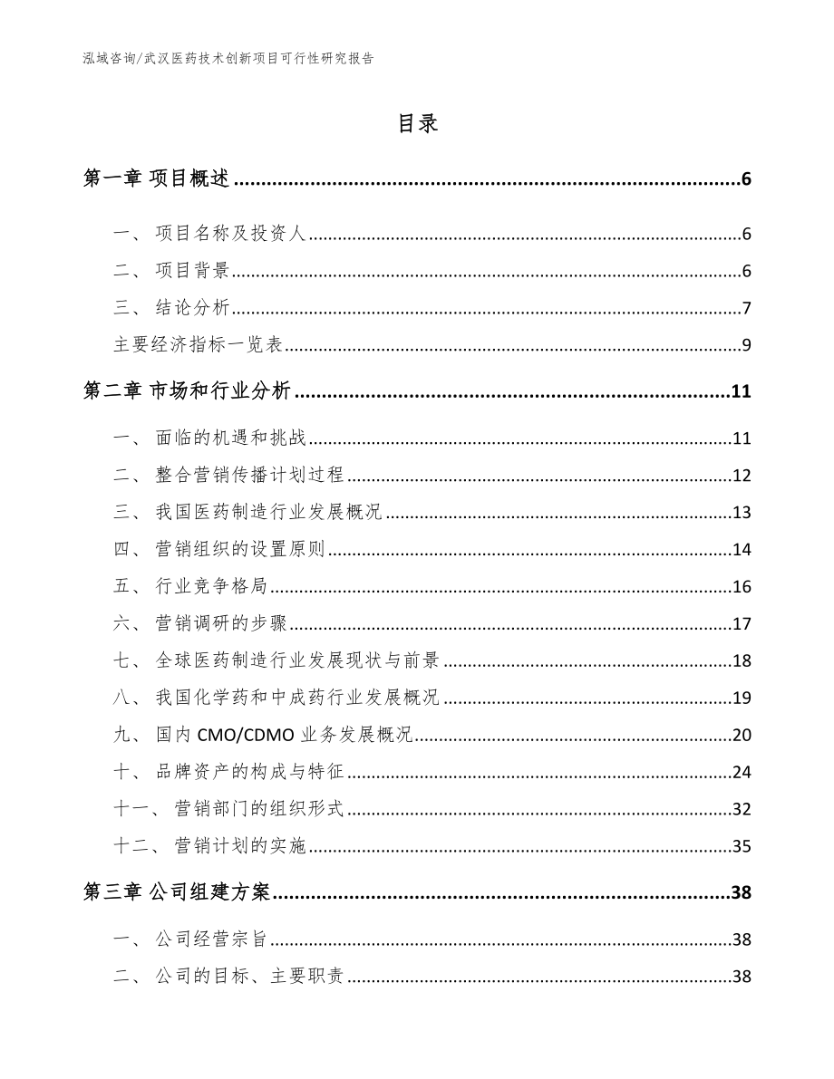 武汉医药技术创新项目可行性研究报告_参考范文_第1页