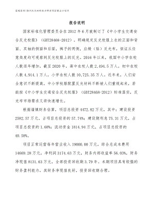 扬州反光材料技术研发项目商业计划书【模板范本】