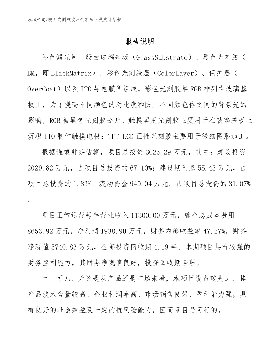 陕西光刻胶技术创新项目投资计划书_第1页