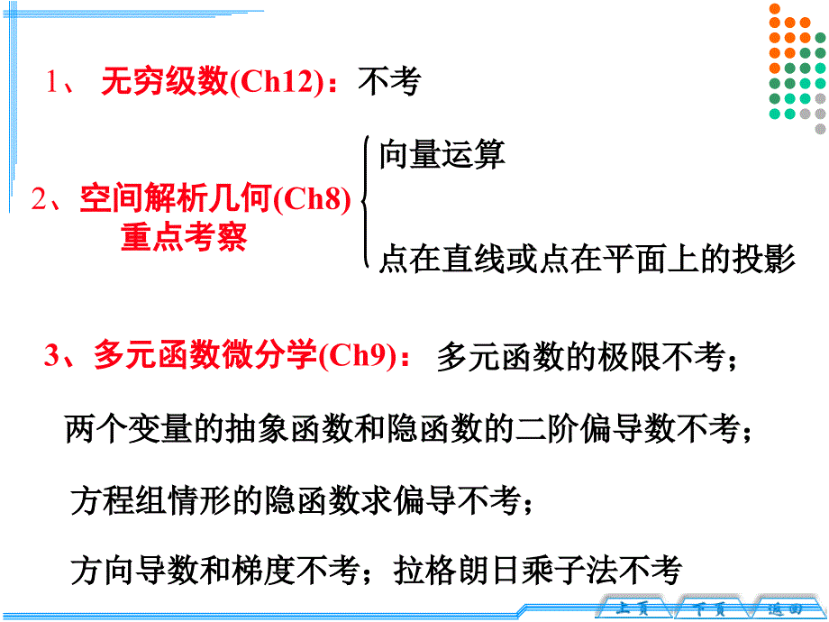 空间解析几何及多元函数微分学期末复习_第1页