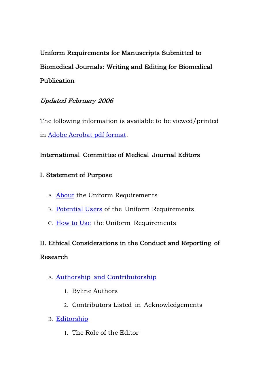 Uni Requirements医学论文写作格式和要求统一标准_第1页