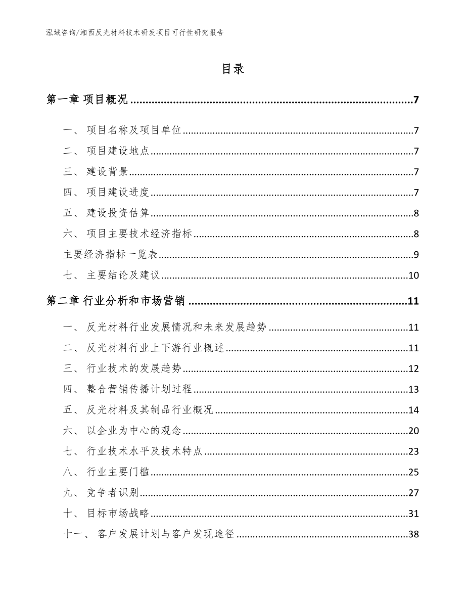湘西反光材料技术研发项目可行性研究报告_模板参考_第1页