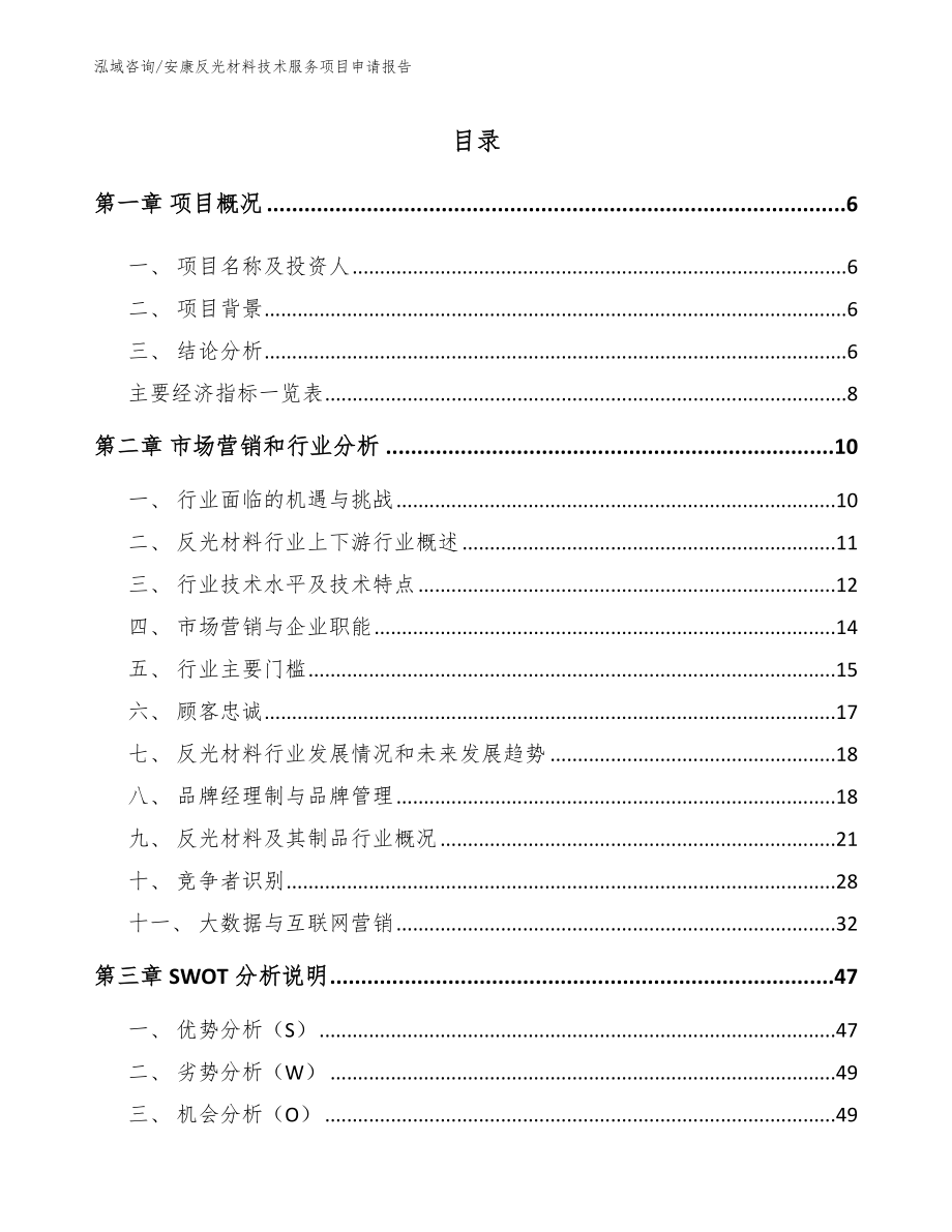 安康反光材料技术服务项目申请报告_模板参考_第1页