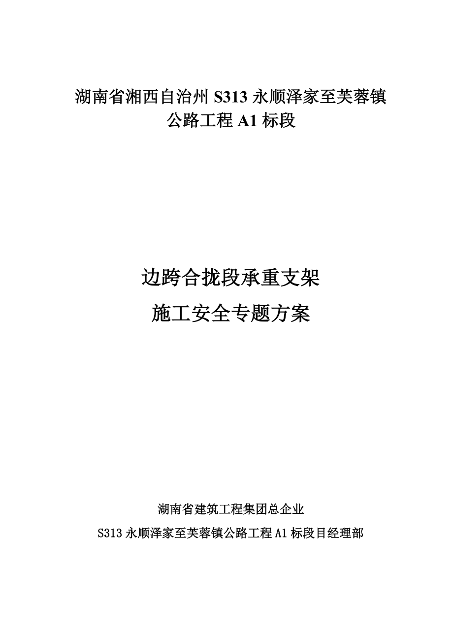 泽芙公路满堂支架安全专项方案_第1页