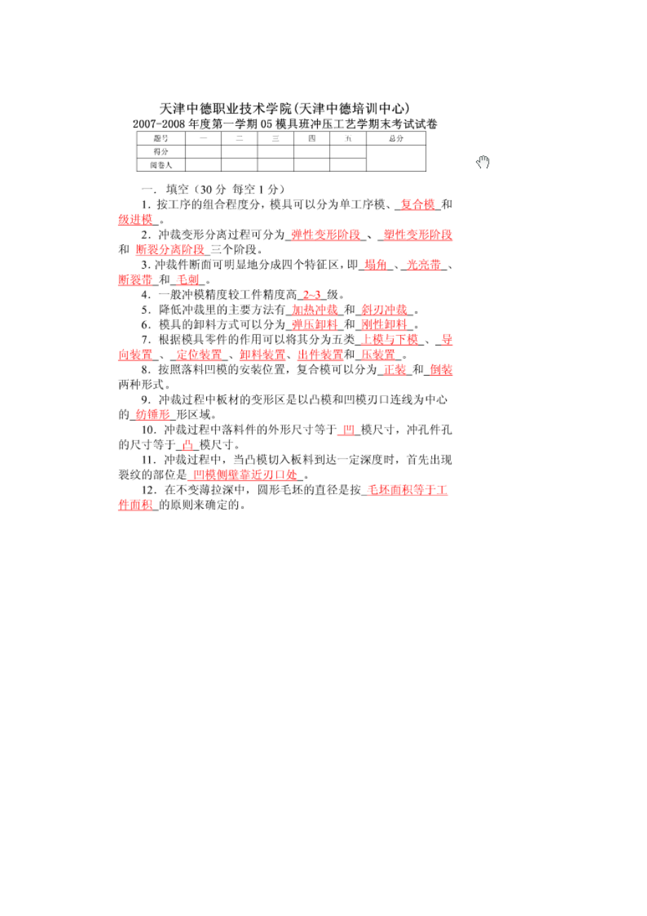 模具冲压试题_第1页