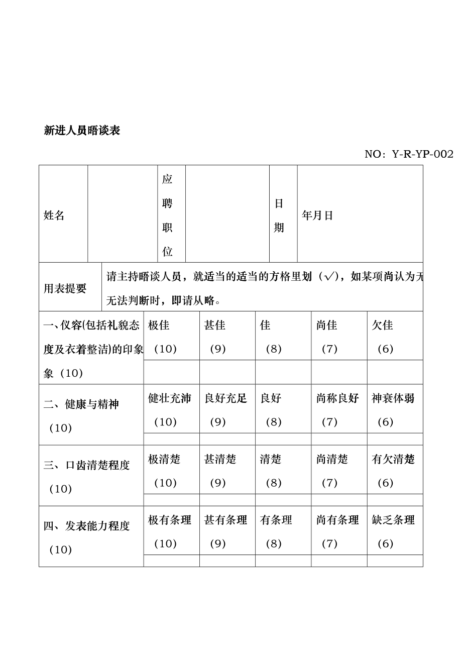 房地产行业-新进人员晤谈表cesn_第1页