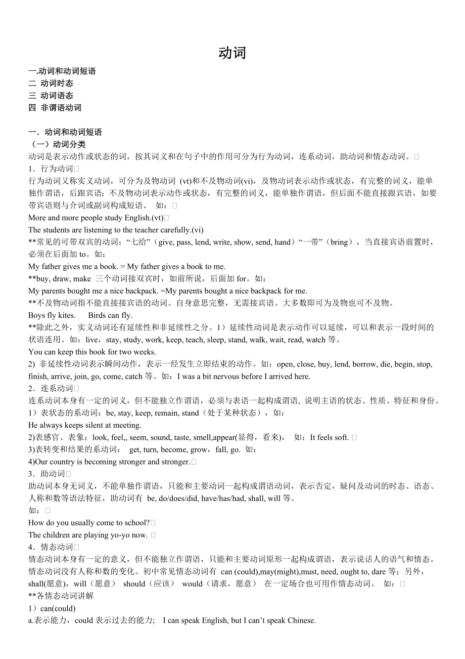 初中语法动词讲解_第1页