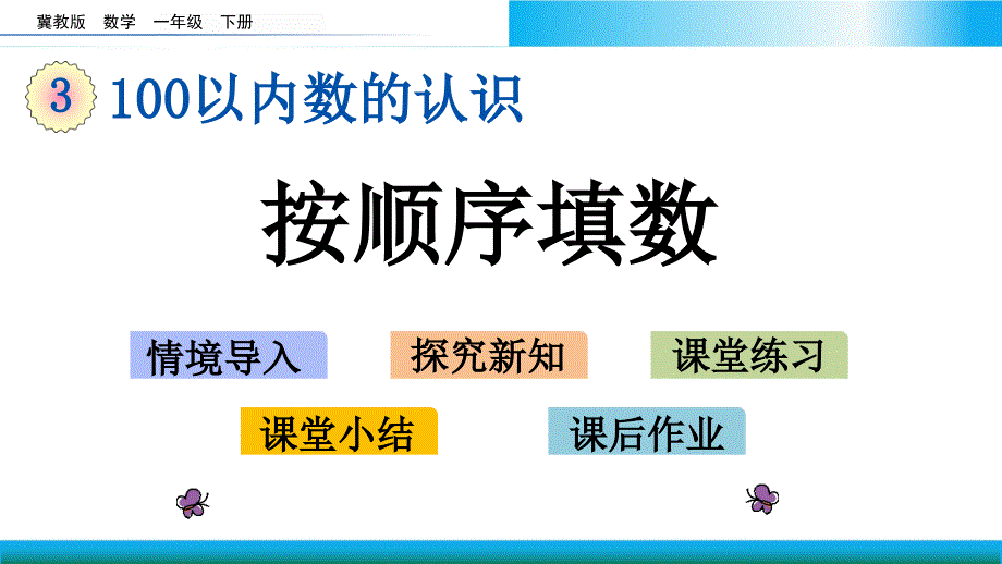 翼教版一年级下册数学教学ppt课件-按顺序填数_第1页