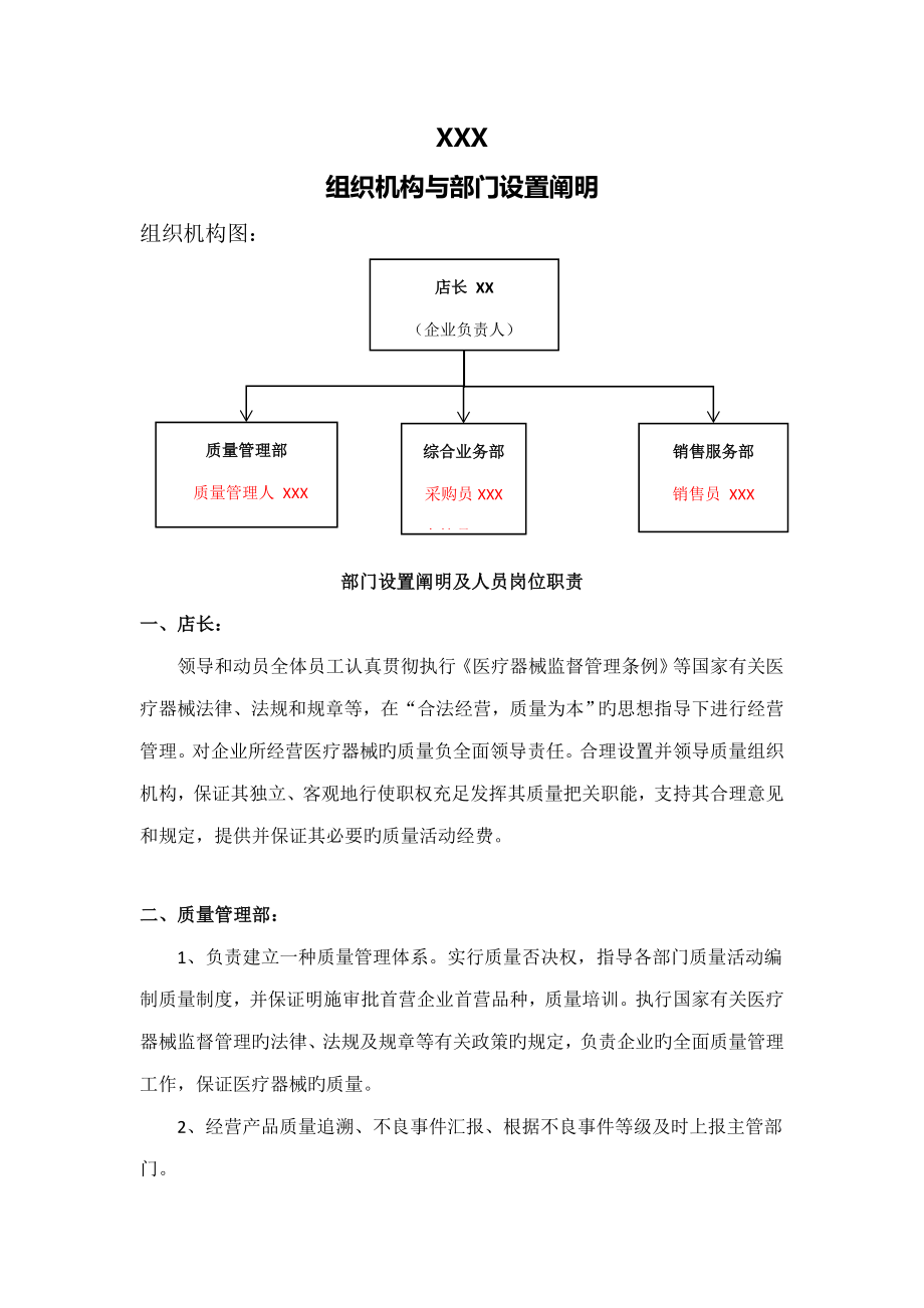 03-第二类医疗器械组织机构与部门设置说明_第1页