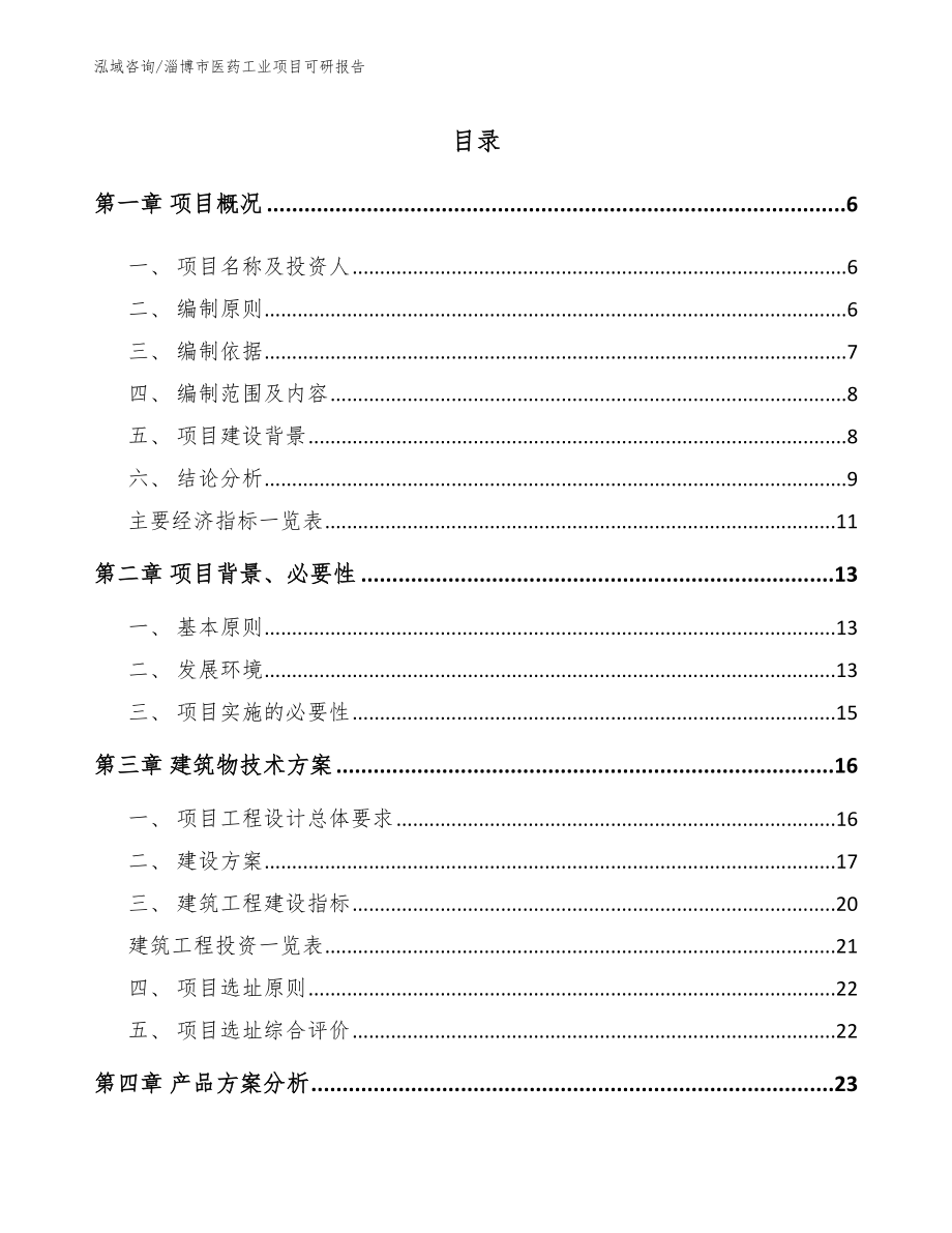 淄博市医药工业项目可研报告_范文模板_第1页