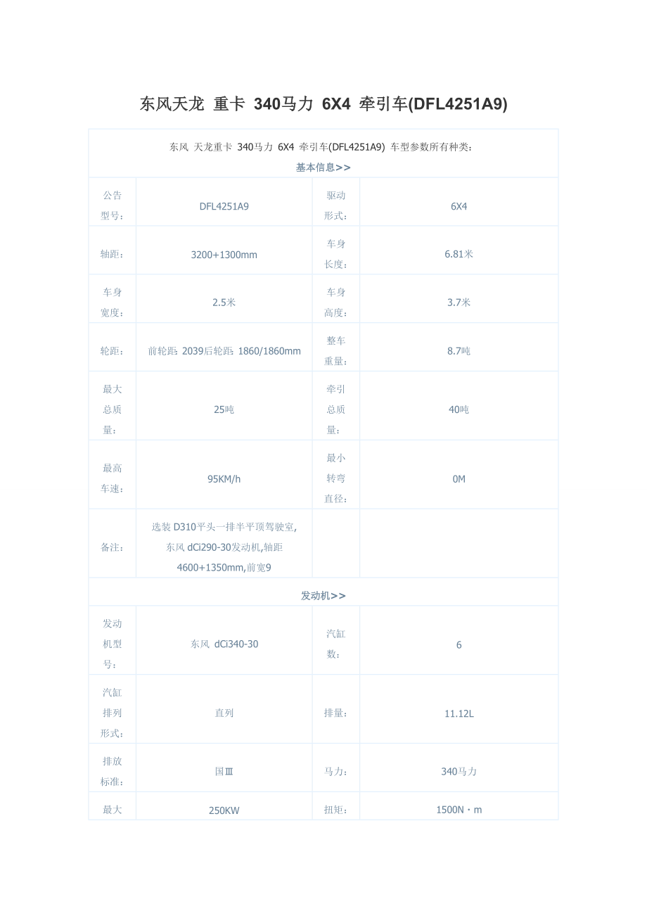 東風(fēng)天龍重卡 340馬力 6X4 牽引車 DFL4251A9_第1頁(yè)