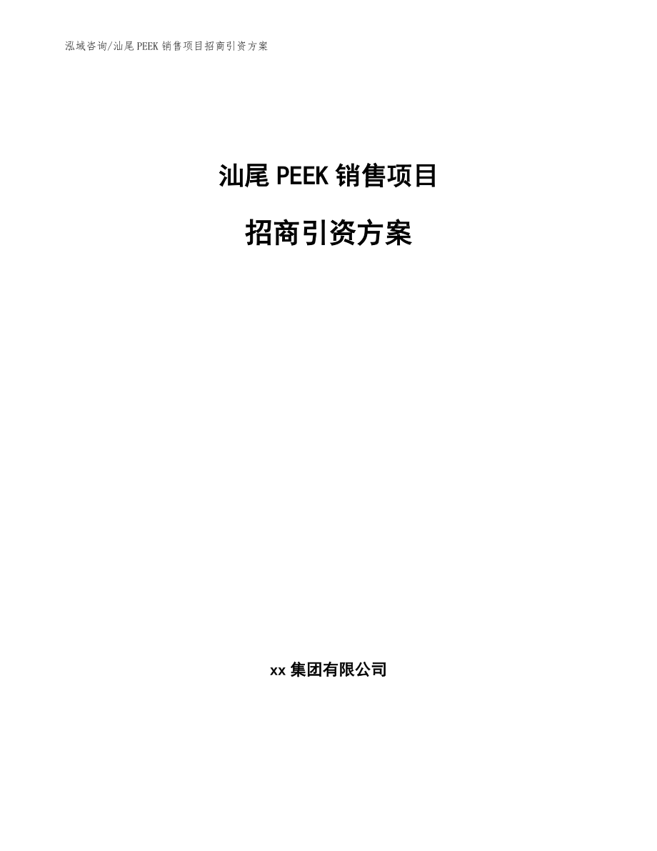 汕尾PEEK销售项目招商引资方案_第1页