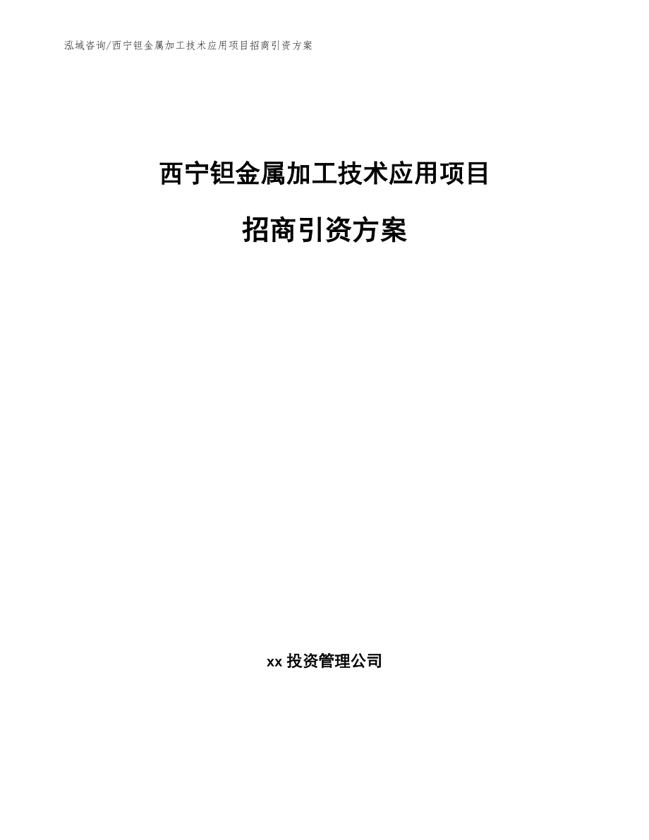 西宁钽金属加工技术应用项目招商引资方案_模板_第1页