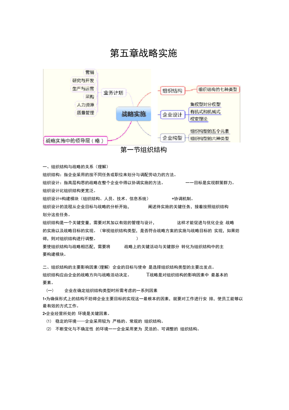 注册会计师公司战略与风险管理第五章归纳总结_第1页