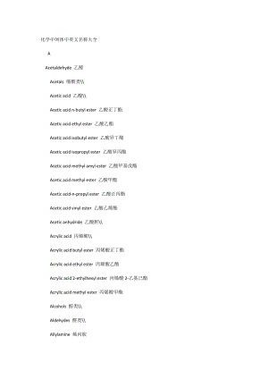 化學中間體中英文名稱大全