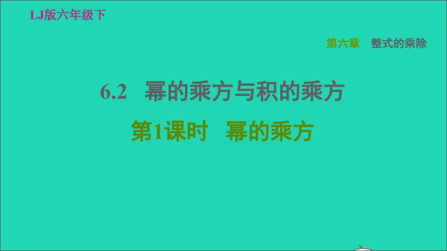 2022年六年级数学下册第六章整式的乘除6.2幂的乘方与积的乘方第1课时幂的乘方　习题课件鲁教版五四制_第1页