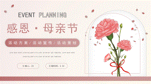 粉色康乃馨母亲节活动策划通用PPT模板