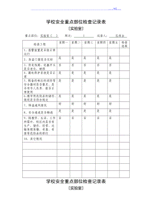 学校安全重点部位实验室检查记录文本表