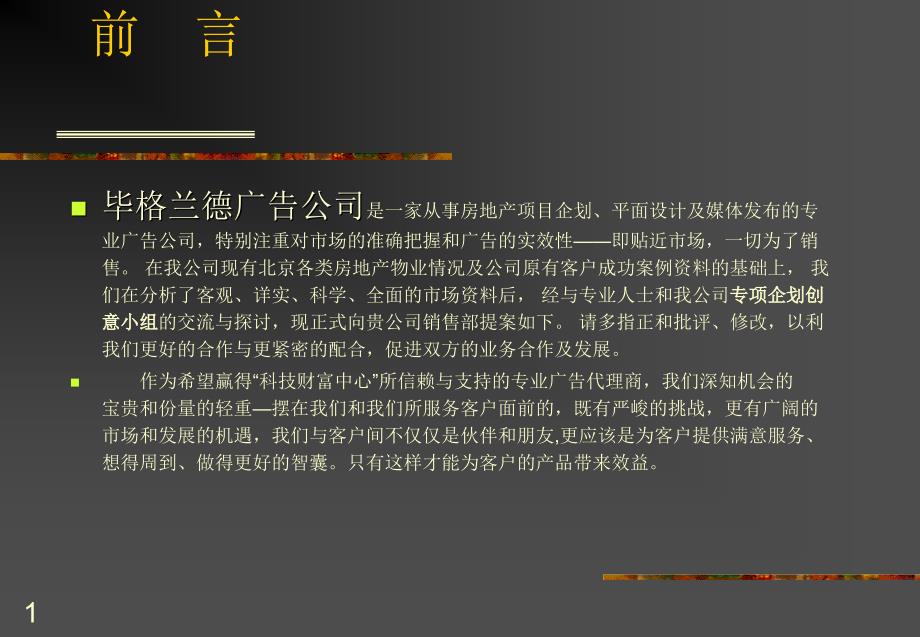 毕格兰德科技财富中心广告策划方案（PPT 13）48086_第1页