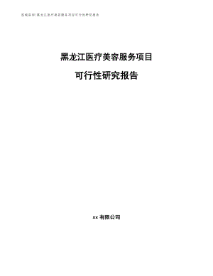 黑龙江医疗美容服务项目可行性研究报告【模板参考】