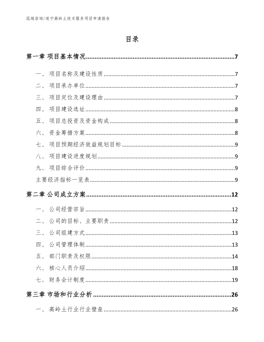 遂宁高岭土技术服务项目申请报告_范文_第1页